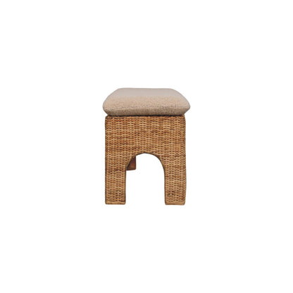 Bouclé Montauk Rattan Cushioned Solid Wood Bench