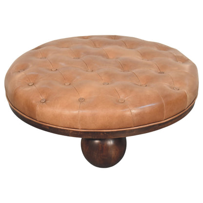 Sutton Buffalo Leather Ball Foot Tufted Coffee Table