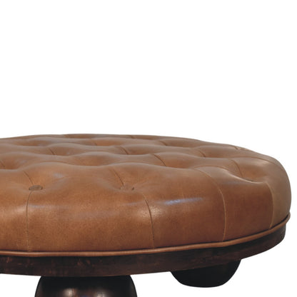 Sutton Buffalo Leather Ball Foot Tufted Coffee Table