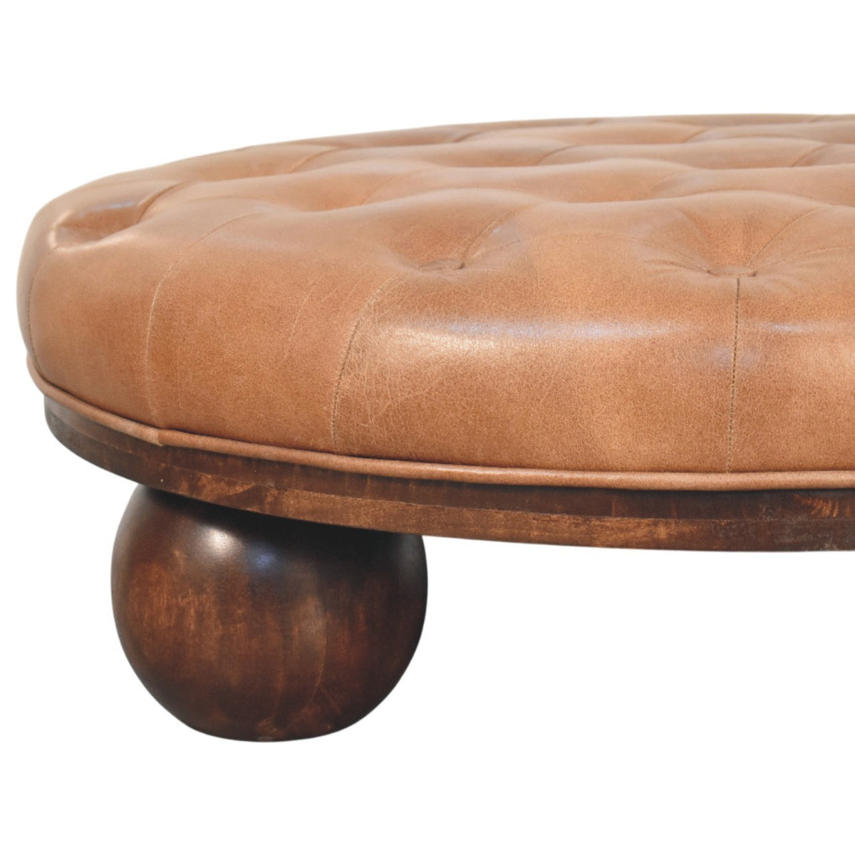 Sutton Buffalo Leather Ball Foot Tufted Coffee Table