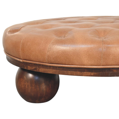 Sutton Buffalo Leather Ball Foot Tufted Coffee Table