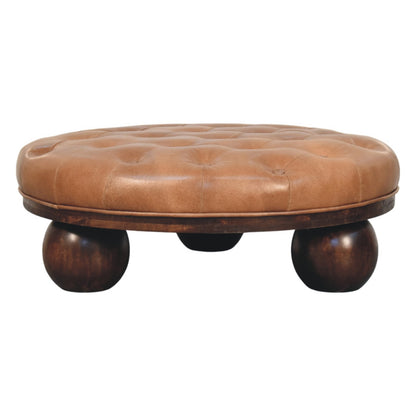Sutton Buffalo Leather Ball Foot Tufted Coffee Table