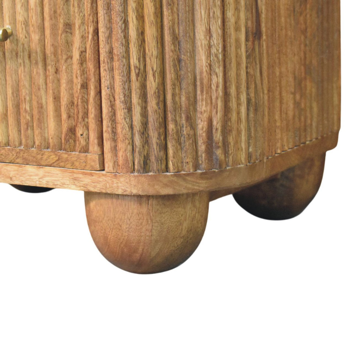 Beacon Teak Fluted 2 Drawer Marble Nightstand