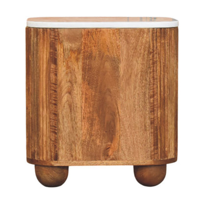 Beacon Teak Fluted 2 Drawer Marble Nightstand