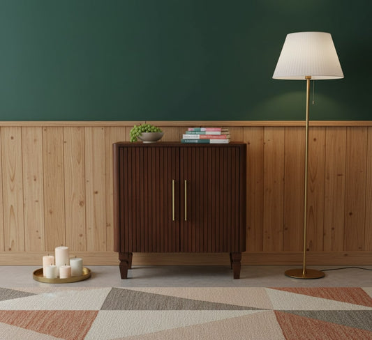 Highland Fluted 2 Door Wood Accent Cabinet