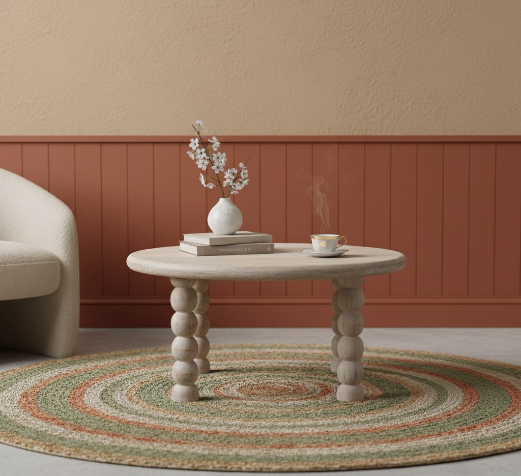 Savannah Spindle Salted Oak Round Coffee Table