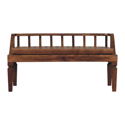Sutton Buffalo Leather Roasted Almond Bench
