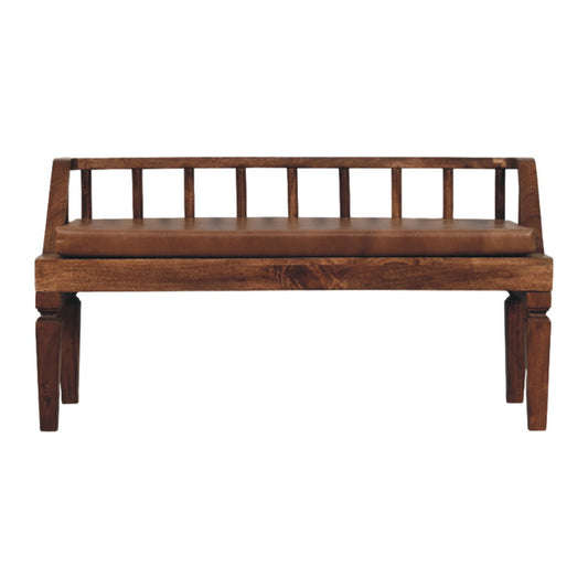 Sutton Buffalo Leather Roasted Almond Bench
