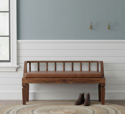 Sutton Buffalo Leather Roasted Almond Bench