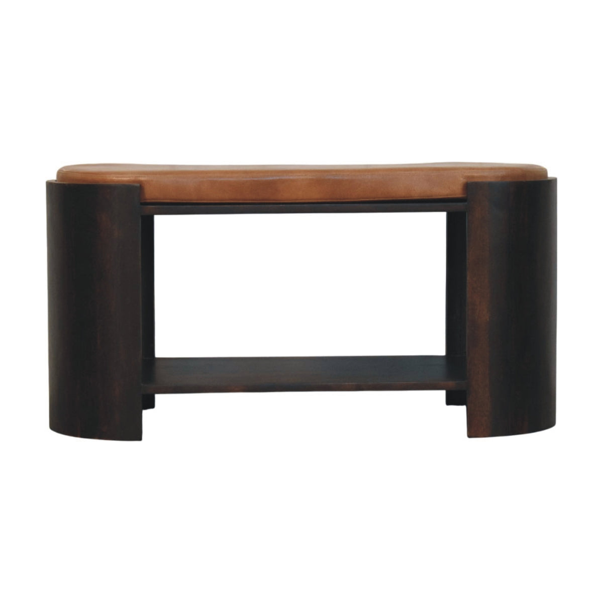 Sonora Mocha Leather Top Shoe Storage Bench