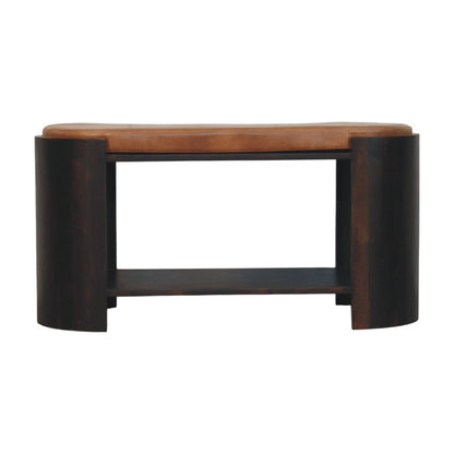 Sonora Mocha Leather Top Shoe Storage Bench