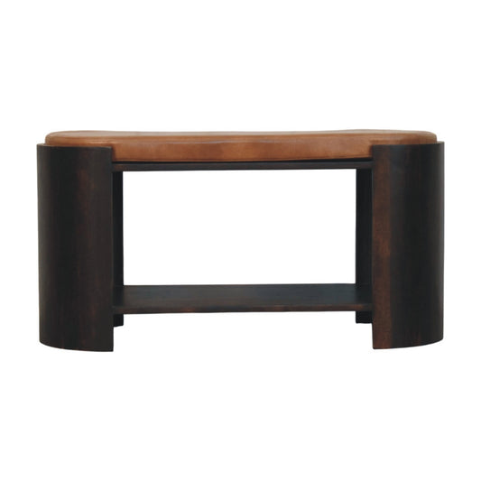 Sonora Mocha Leather Top Shoe Storage Bench