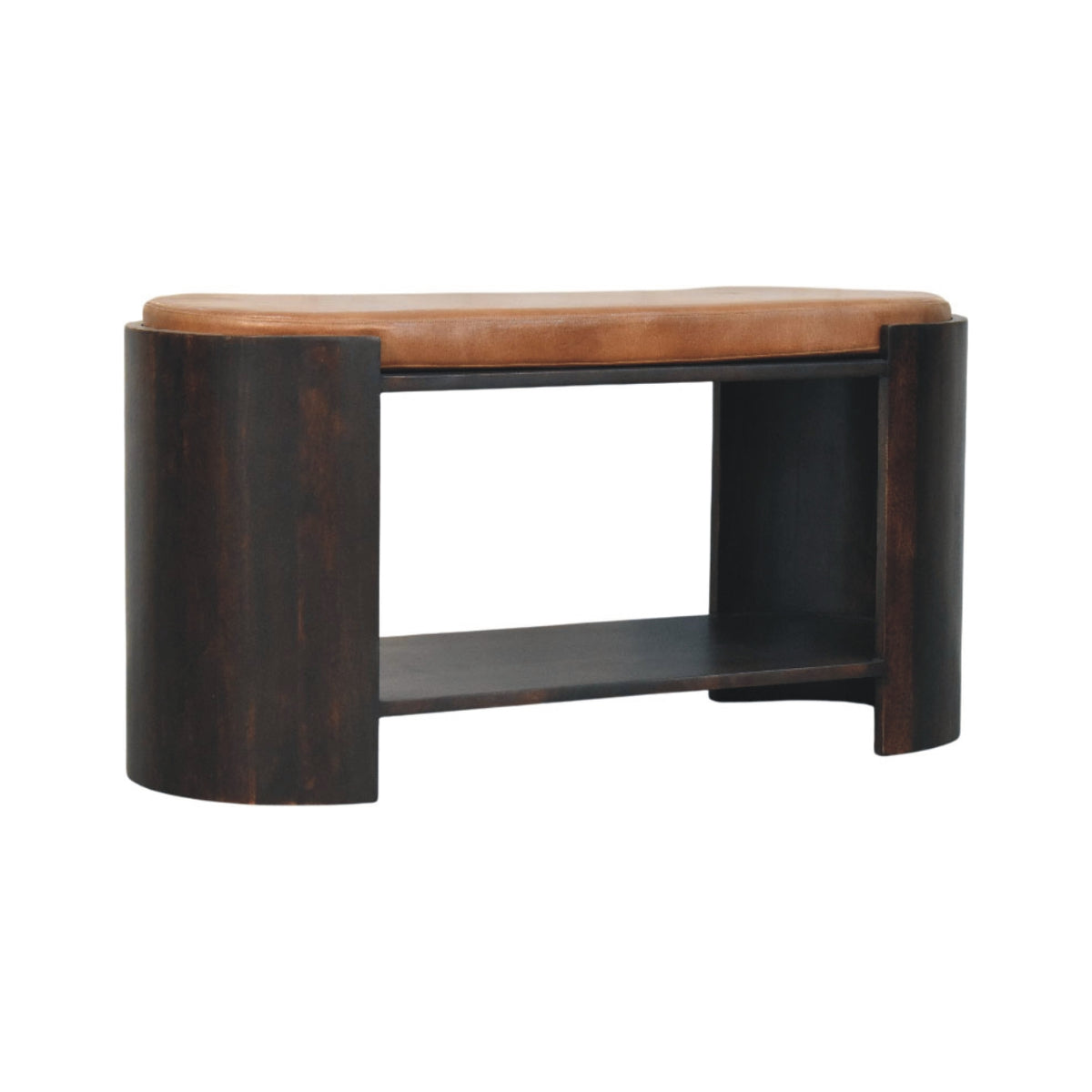 Sonora Mocha Leather Top Shoe Storage Bench