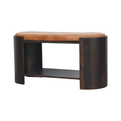 Sonora Mocha Leather Top Shoe Storage Bench