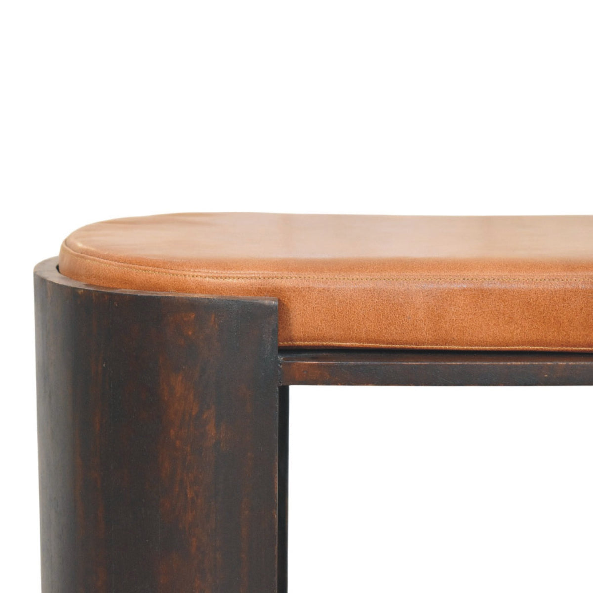 Sonora Mocha Leather Top Shoe Storage Bench