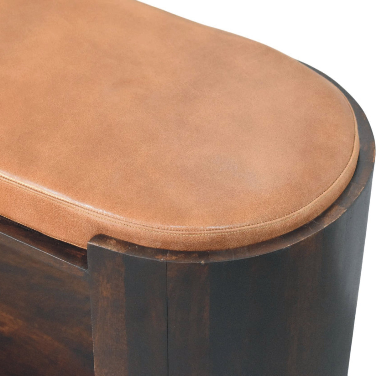 Sonora Mocha Leather Top Shoe Storage Bench