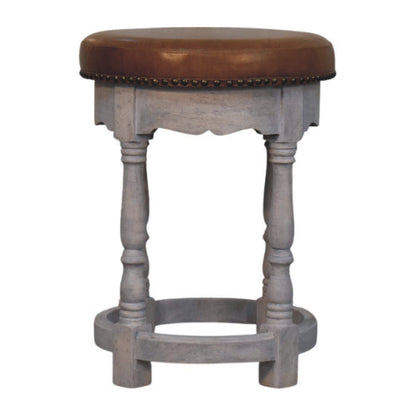 Sutton Buffalo Leather Scalloped Vanity Stool