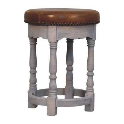 Sutton Buffalo Leather Scalloped Vanity Stool