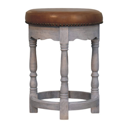 Sutton Buffalo Leather Scalloped Vanity Stool