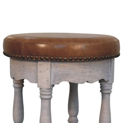 Sutton Buffalo Leather Scalloped Vanity Stool
