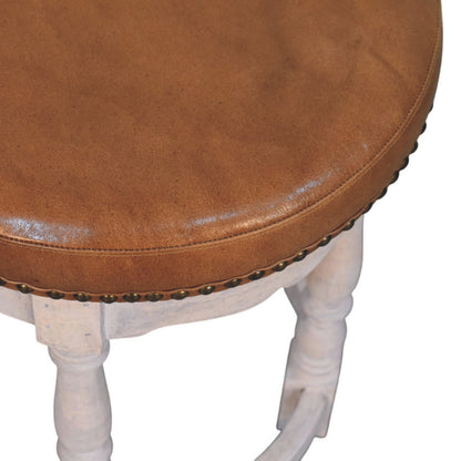 Sutton Buffalo Leather Scalloped Vanity Stool