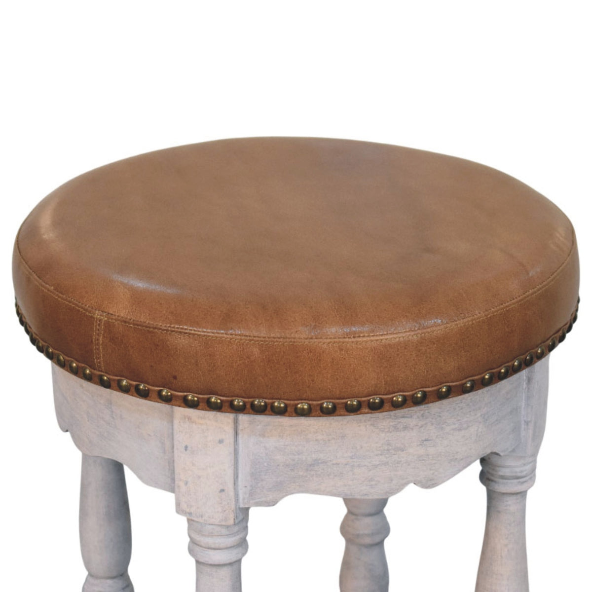 Sutton Buffalo Leather Scalloped Vanity Stool