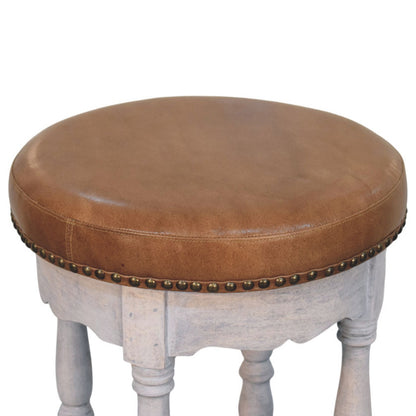 Sutton Buffalo Leather Scalloped Vanity Stool