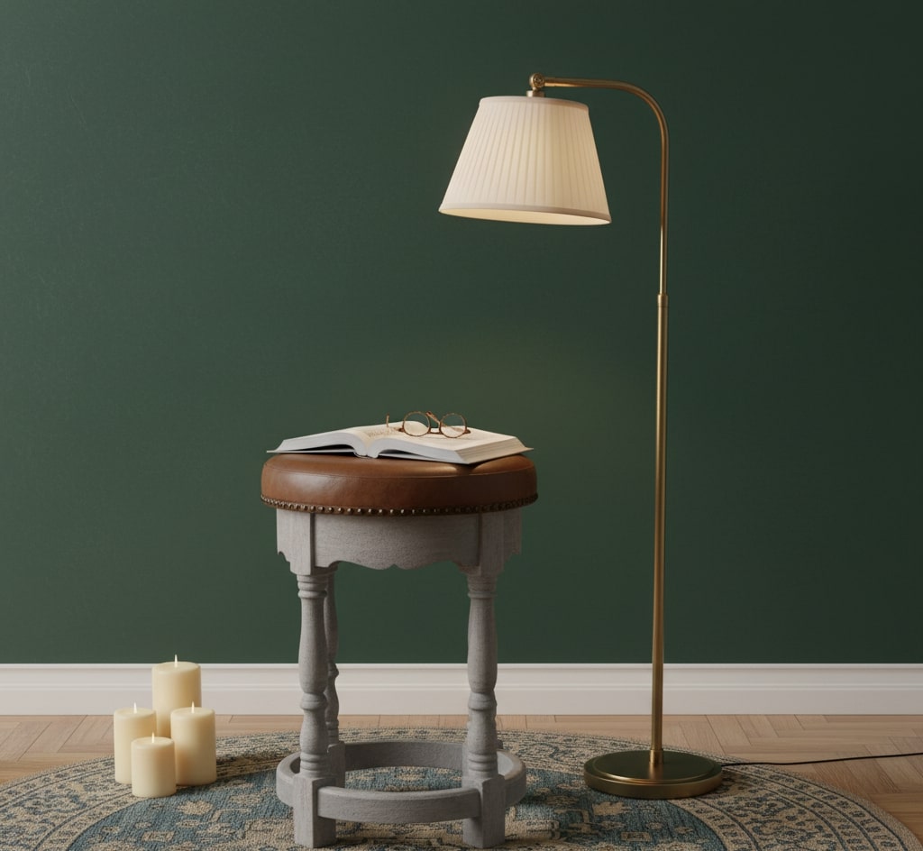 Sutton Buffalo Leather Scalloped Vanity Stool