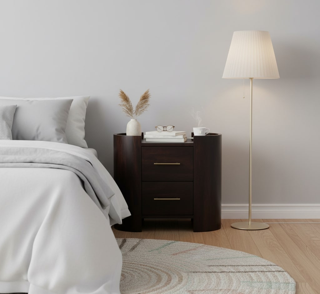 Sonora Mocha Wood 2 Drawer Nightstand