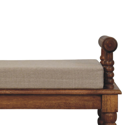 Savannah Spindle Amber Linen Upholstered Bench