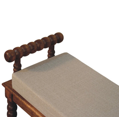 Savannah Spindle Amber Linen Upholstered Bench