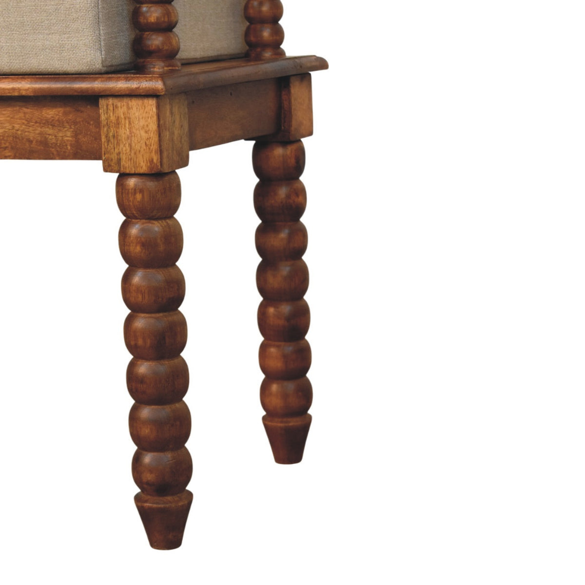 Savannah Spindle Amber Linen Upholstered Bench