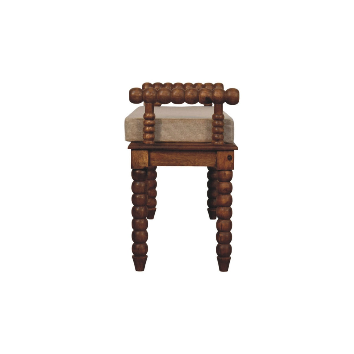 Savannah Spindle Amber Linen Upholstered Bench