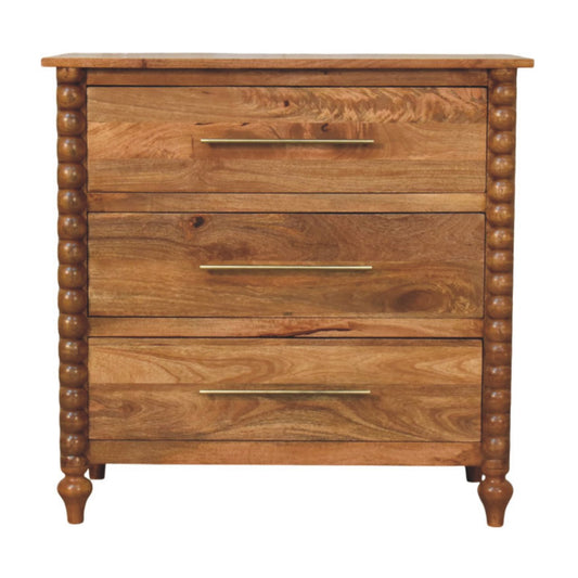 Savannah Spindle Amber Oak 3 Drawer Dresser