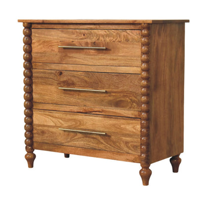 Savannah Spindle Amber Oak 3 Drawer Dresser