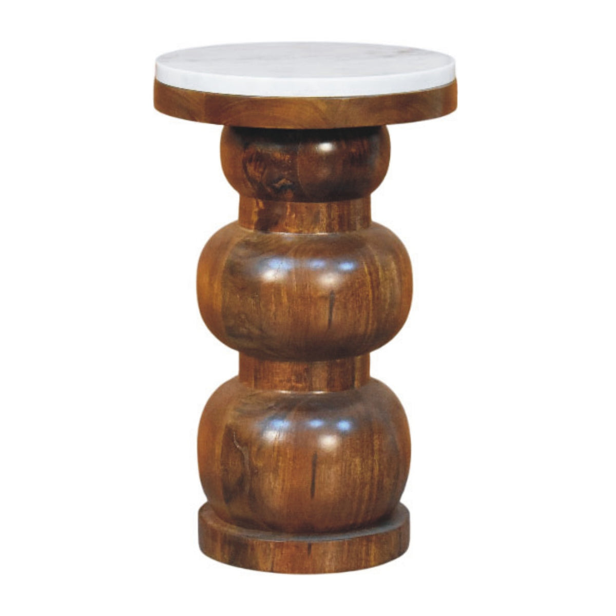 Beacon Sculptural Round Base Marble Side Table