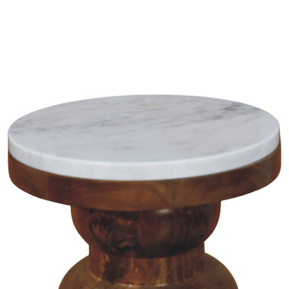Beacon Sculptural Round Base Marble Side Table