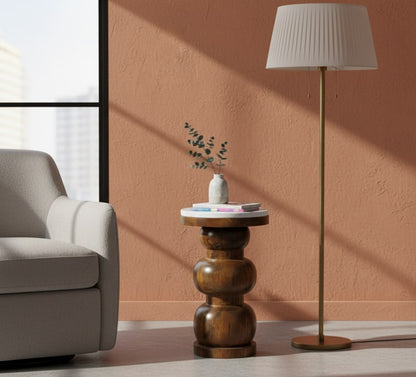 Beacon Sculptural Round Base Marble Side Table