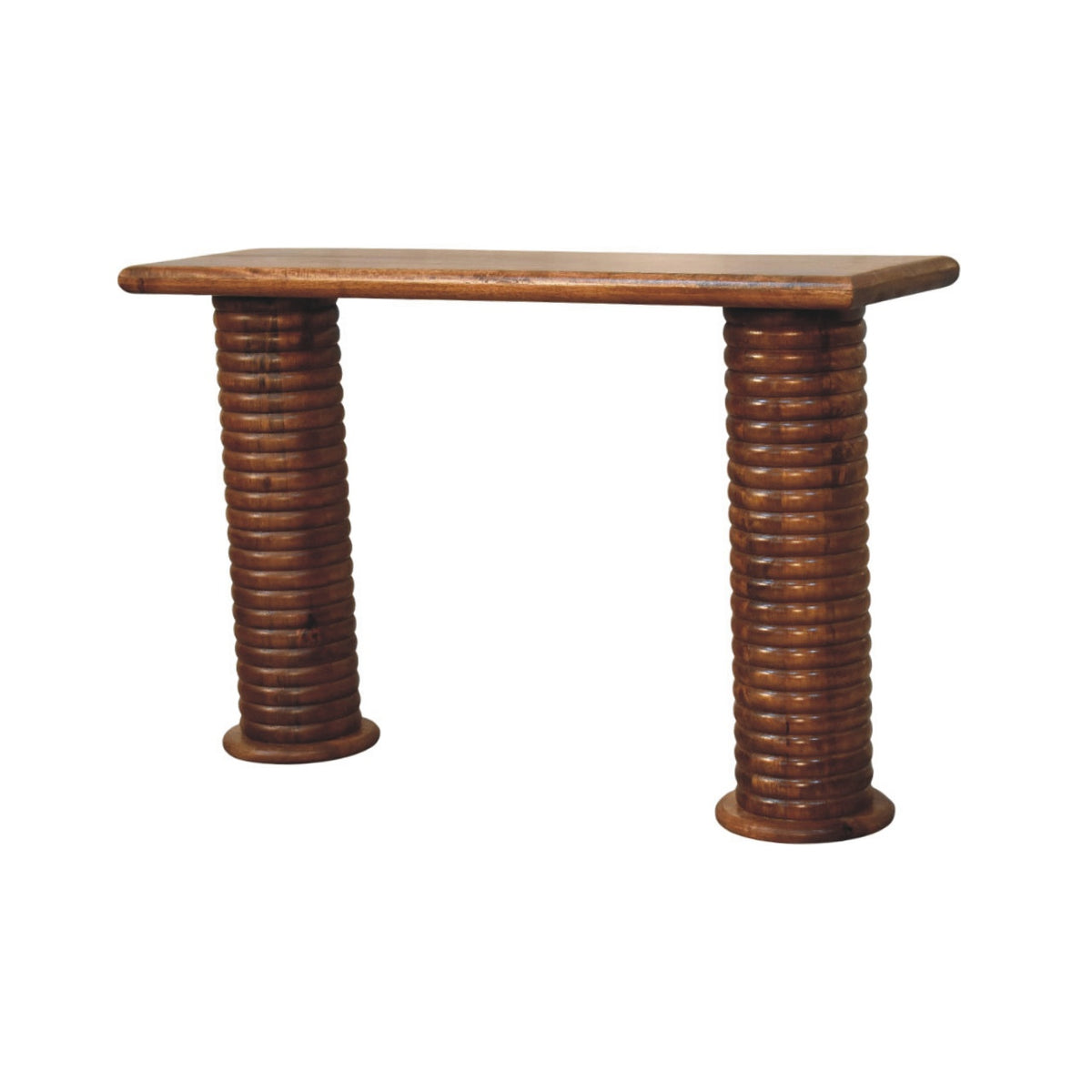 Taos Amber Oak Sculpted Leg Console Table