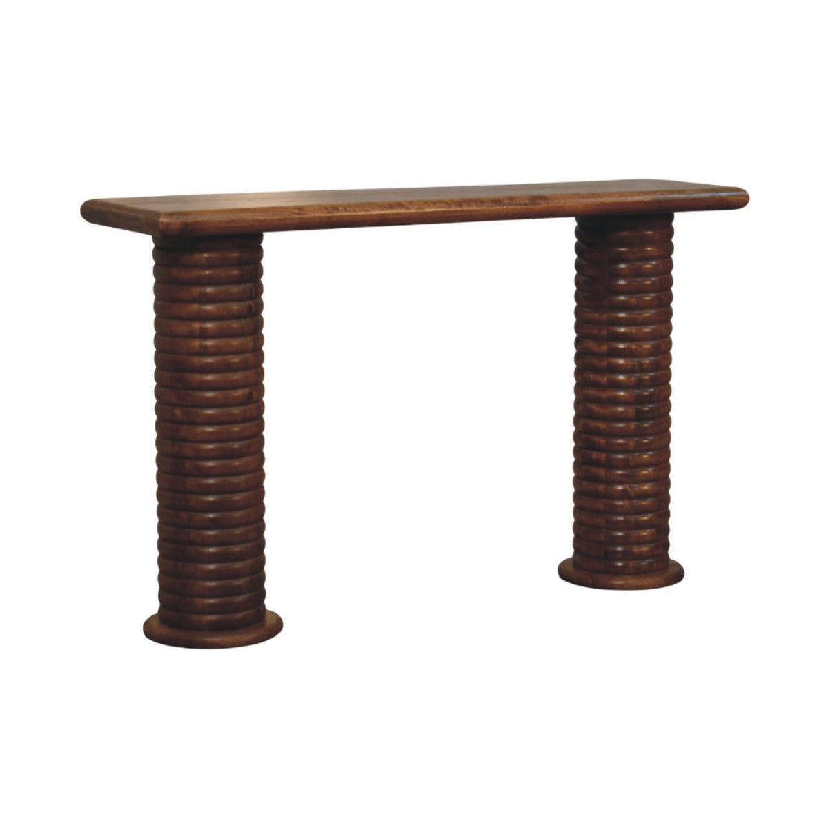 Taos Amber Oak Sculpted Leg Console Table