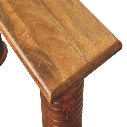 Taos Amber Oak Sculpted Leg Console Table