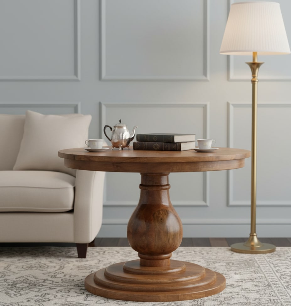 Kennebunk Teak Round Pedestal Dining Table