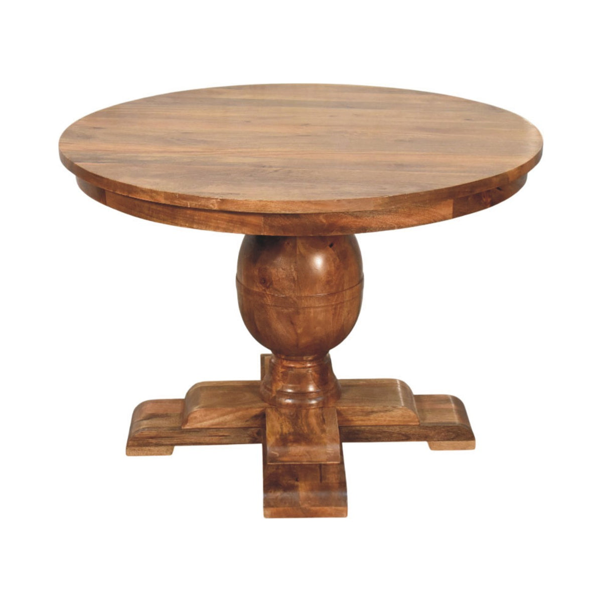 Golden Teak Pedestal Round Dining Table