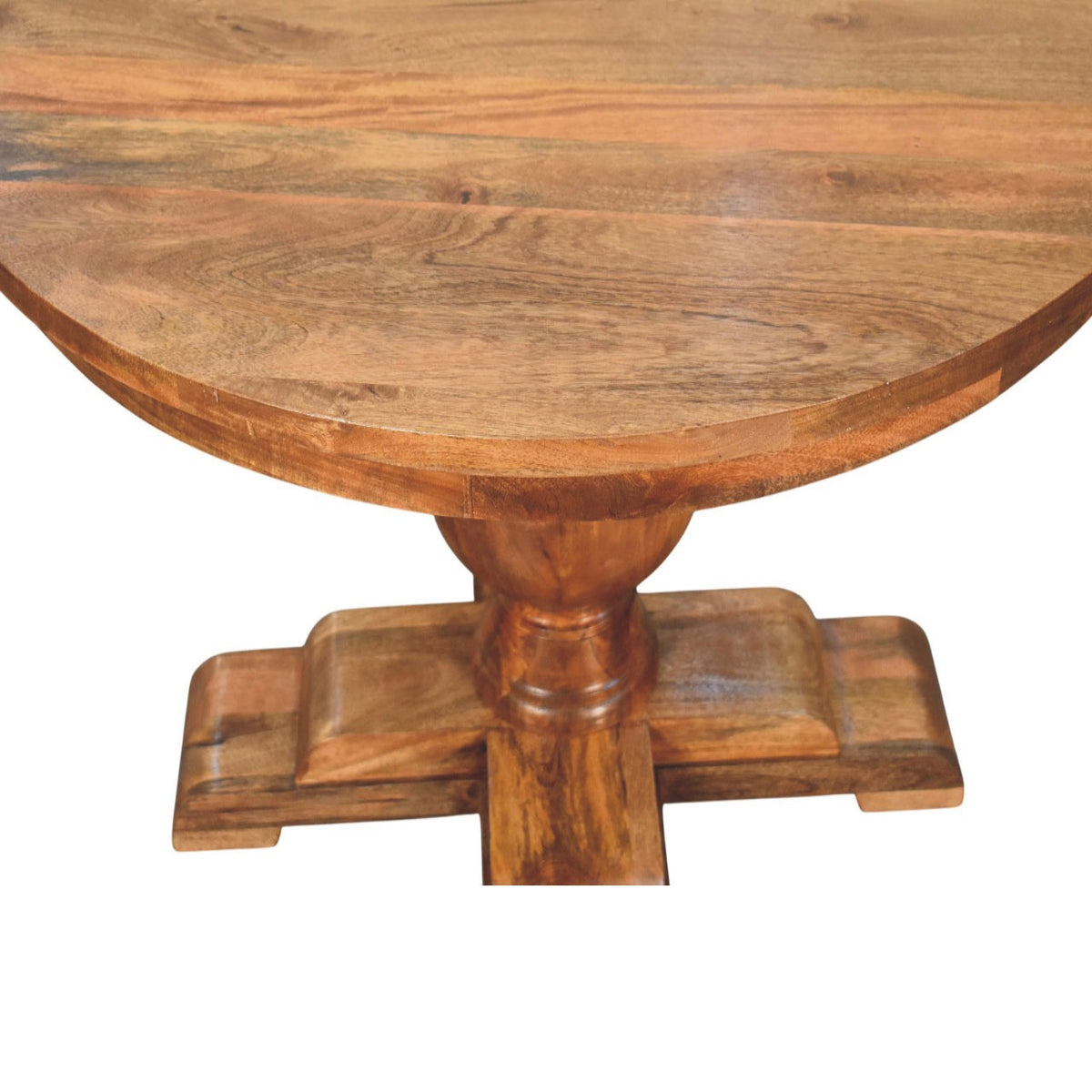 Golden Teak Pedestal Round Dining Table