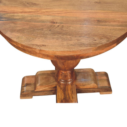 Golden Teak Pedestal Round Dining Table