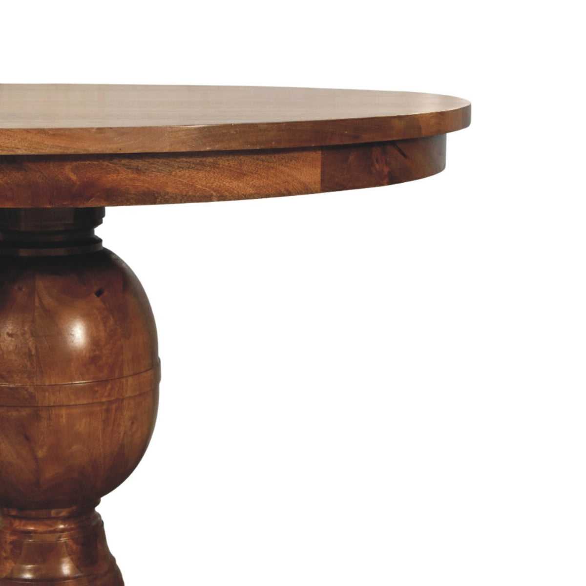 Golden Teak Pedestal Round Dining Table