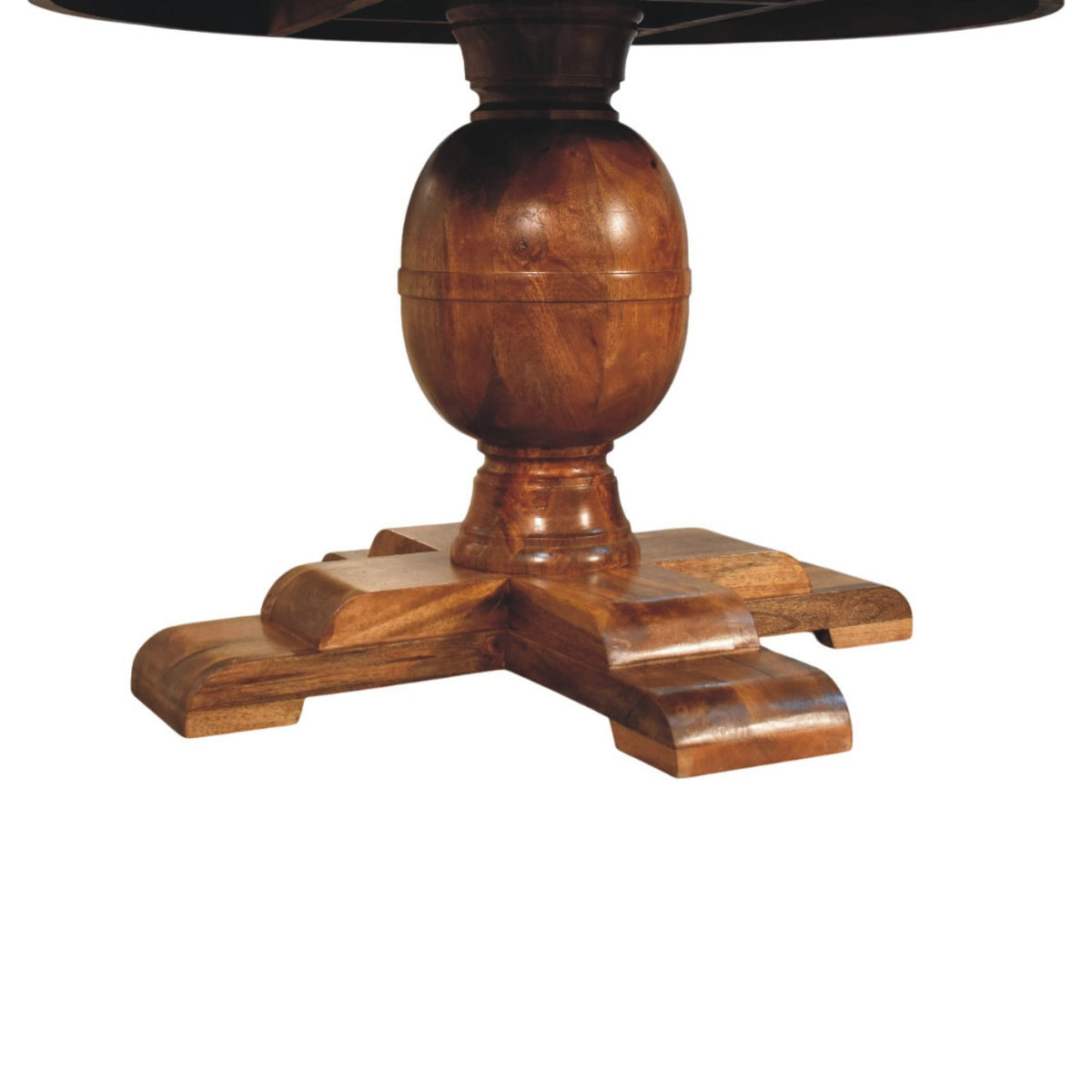 Golden Teak Pedestal Round Dining Table