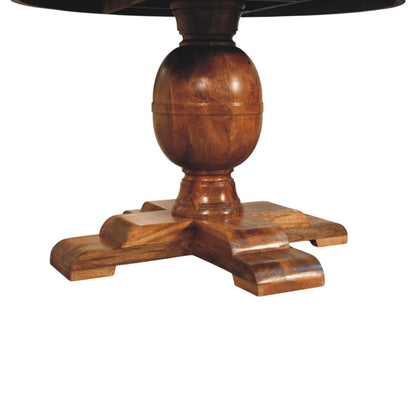 Golden Teak Pedestal Round Dining Table