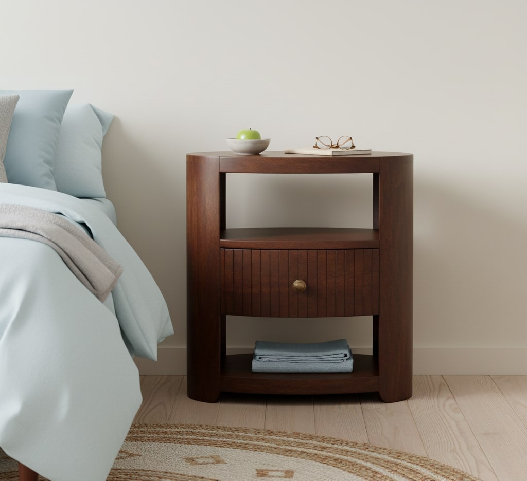 Highland Winewood Oak Fluted 1 Drawer Table