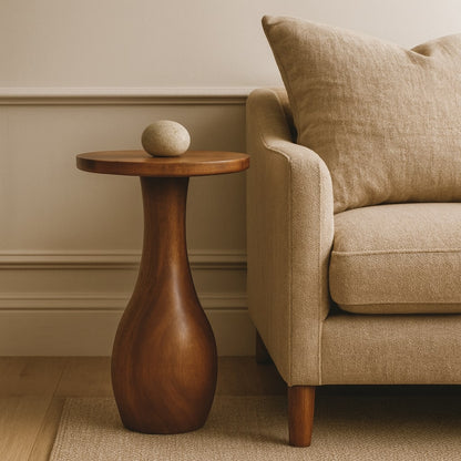 Taos Amber Oak Curved Pedestal Side Table